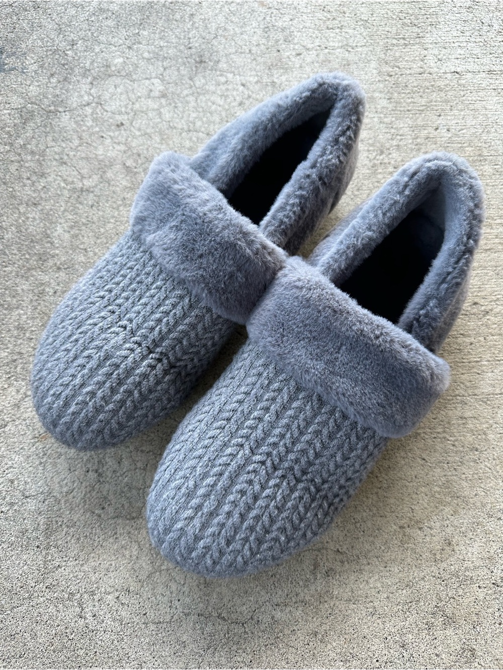 Vionic Gray Cheyenne Mule Cable Knit Slippers